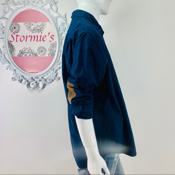 J. Crew / Blue Long Sleeve Brown Elbow Patches - Picture 3 of 8